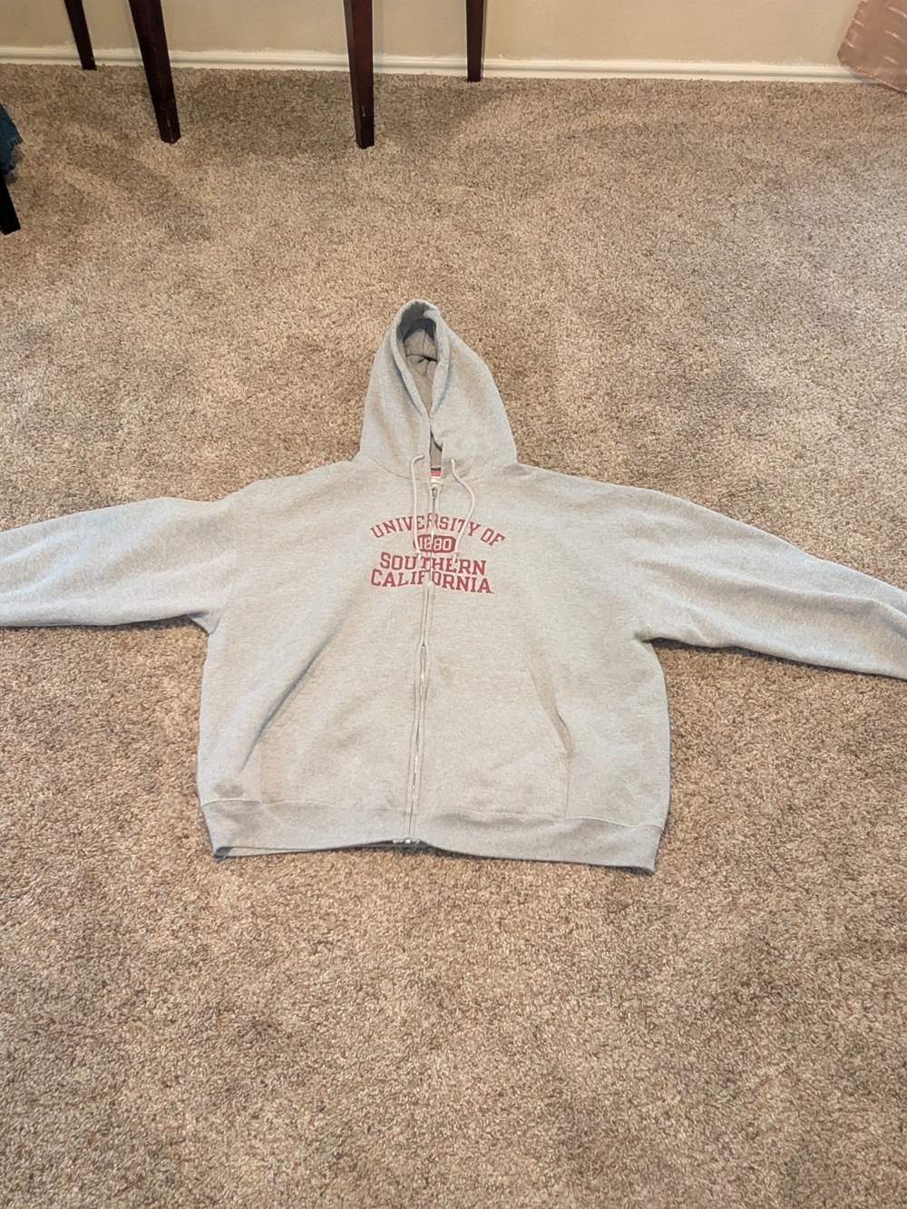 Vintage Champion USC University of Southern California Full Zip Hoodie Grey XXL